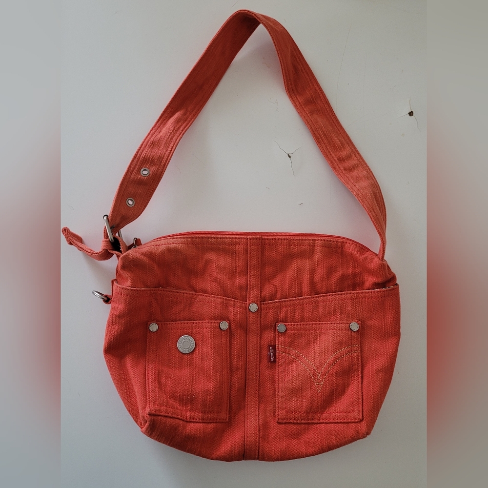 Vintage Orange Levi's Jeans Denim Hobo Purse Shoulder Bag Y2K Pockets